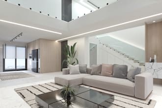 design modern 3d interiors with furniture for kitchen, bedroom, living room