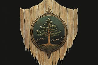 create a fantasy 2d emblem logo with fantasy game style