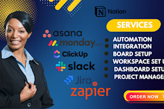 set up automation for monday CRM,lofty CRM, click up, trello,and notion template