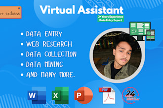 do excel data entry, copy paste, convert PDF, web research, and data scraping