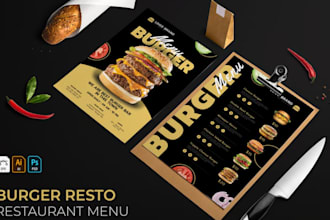 design awesome restaurant menu, redesign food menu edit digital menu board