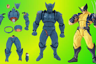 scuplt 3d articulated action figure custom poseable character model for 3d print