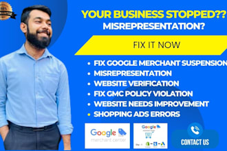 fix gmc misrepresentation, suspension and run google shopping ads