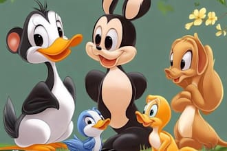 create a unique disney pet or any animal portrait