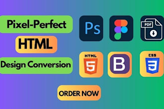 convert psd to html, xd to html, figma to html responsive bootstrap