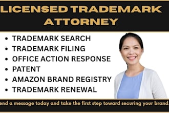 be your US licensed trademark attorney for your brand registration patent uspto