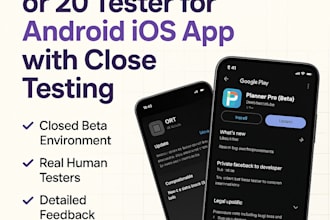provide 12 or 20 real users for closed beta testing on android and ios apps