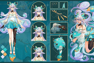 draw anime vtuber character reference sheet art design vtuber reference sheet