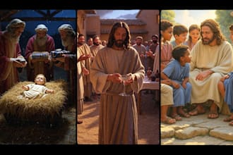 create colorful and engaging christian children bible story illustrations