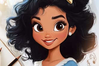 draw cartoon character portrait in disney style