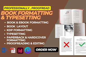 format, do ebook conversion for amazon KDP, book typesetting, publishing help