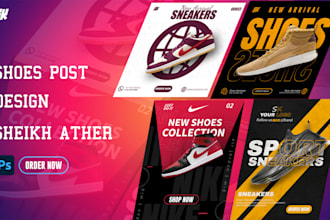 design modern sneaker or shoe promo posts in nike style