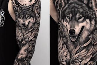 create unique custom tattoo design, tattoo sleeve