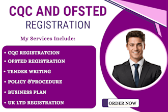 do cqc registration, ofsted registration, tender, business plan and policies