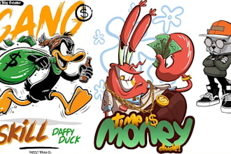 design vintage retro cartoon mascot or urban streetwear character logo