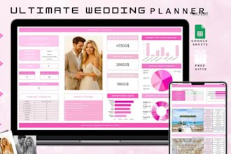 design wedding planner spreadsheet, event planner tracker, wedding google sheet