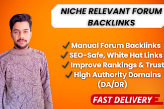 manually create 150 relevant forum backlinks and profiles for SEO