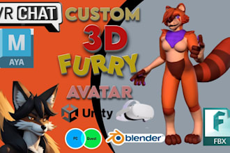 do custom vr chat 3d model furry avatar anime character design vrc nsfw fursona