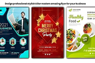 design a professional flyer, poster, business card, banner and brochure