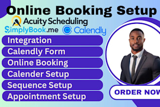 setup, calendly, simplybook me, vagaro, acuity schedulling for your booking page