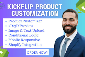zakeke, customily, kickflip, 2d 3d shopify store product configurator