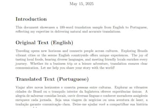 fluent english portuguese translation for any text