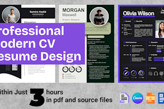 design, edit professional modern resume, CV and cover letter template