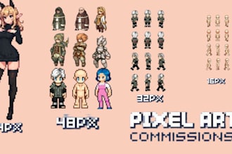 2d retro pixel art, spirte sheet, pixel gif animation, character design, pixel