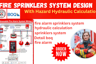 design fire alarm sprinklers system, detail boq as per nfpa, calculate hydraulic
