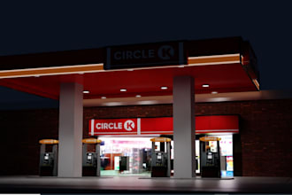 bring to life 3d petrol station,gas station,filling station,minimart design