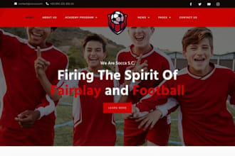 build football academy website academy website tournament website sports website