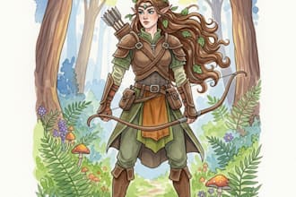 paint watercolor style fantasy portrait, dnd character and dnd party