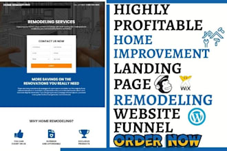 generate home remodelling leads kitchen remodellng landing page cleaning website