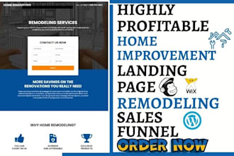 design home remodeling landing page kitchen remodeling website remodeling funnel
