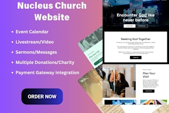 design nucleus church website, ministry website, charity website landing page