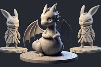sculpt 3d model, toy, action figure, and character for 3d printing rendering