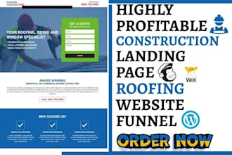 generate home construction leads roofing landing page home renovation website