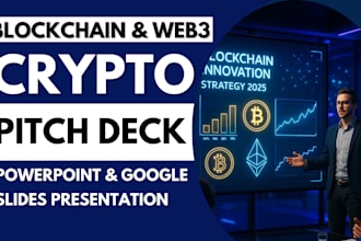design crypto pitch deck for ico, nft, blockchain startups and investor decks