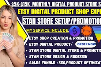 setup etsy store creation, stan store digital product, stan store marketing