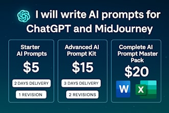 write creative and powerful ai prompts for chatgpt and midjourney