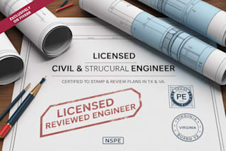 review stamp as licensed civil and structural engineer in texas and virginia