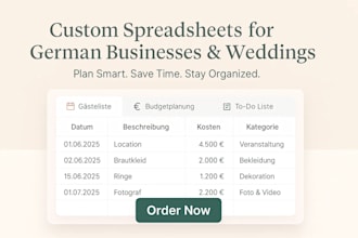 create spreadsheets for german entrepreneurs, wedding planner spreadsheet
