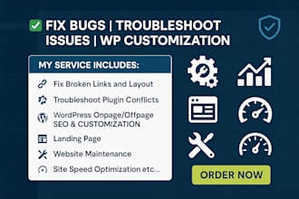 fix bugs, troubleshoot issues, be your wordpress manager customize wp website