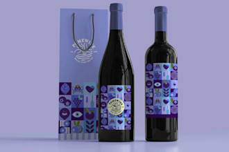 wine label design bottle beverage liquor logo mockup product packaging design