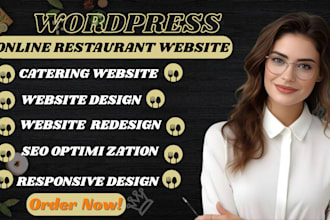 wordpress food catering website, food truck, online ordering restaurant website