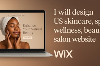 design US skincare, spa, wellness, wix beauty salon website, with online booking
