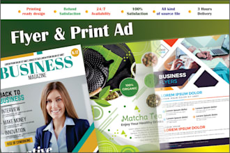 design magazine cover, newspaper ad, flyer or print advert and postcards for you