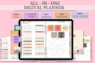 design hyperlinked planner, etsy digital planner, digital journal, etsy shop