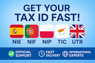 get a tax id nif, nie, nip, utr, tic for spain, portugal, UK, poland, cyprus