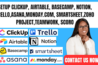 setup clickup airtable basecamp notion trello  asana monday smartsheet jira zoho